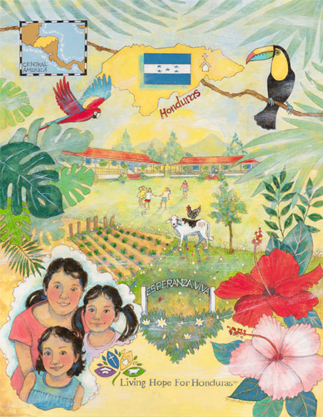 Image of original art representing aspect of  Living Hope for Honduras and its work in Honduras.